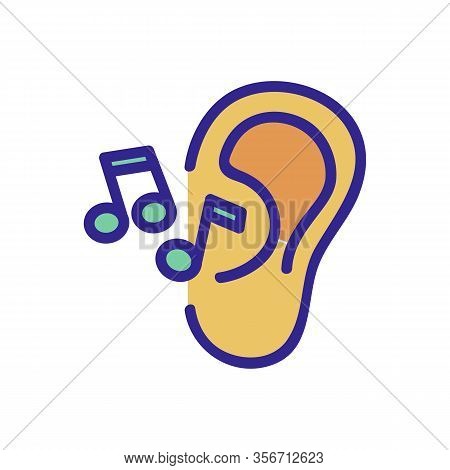 The Ear Hears Music Icon Vector. The Ear Hears Music Sign. Color Isolated Symbol Illustration