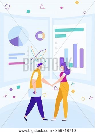 Advertising Banner Successful Partnerships At Work. Leading Specialist Set Main Task, Woman Expresse