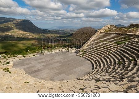 Greek Theater Of Segesta (teatro Di Segesta) In A Nice Sunny Day In Sicily