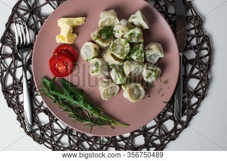 Meat Dumplings, Homemade Traditional Ukrainian Dish Pelmeni