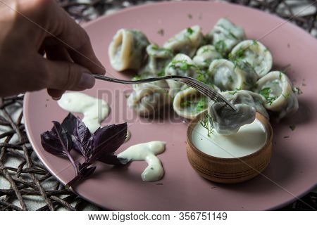 Meat Dumplings, Homemade Traditional Ukrainian Dish Pelmeni