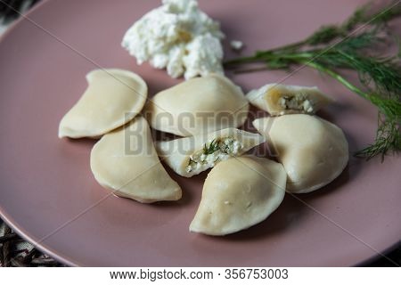 Dumplings With Cheese, Homemade Traditional Ukrainian Dish Varenyky