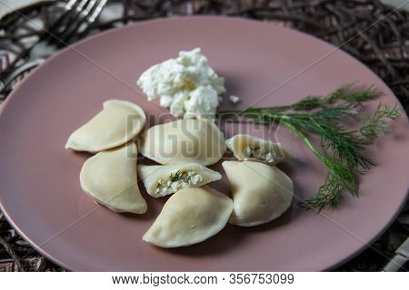 Dumplings With Cheese, Homemade Traditional Ukrainian Dish Varenyky