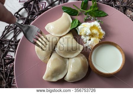 Dumplings With Cheese, Homemade Traditional Ukrainian Dish Varenyky