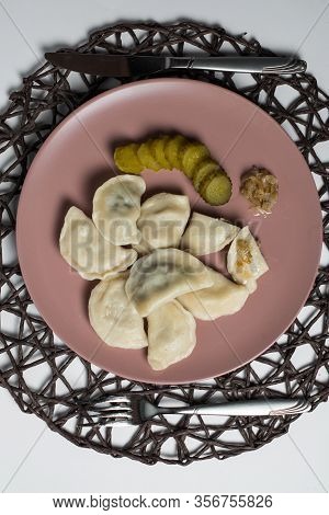 Dumplings With Pluck, Homemade Traditional Ukrainian Dish Varenyky