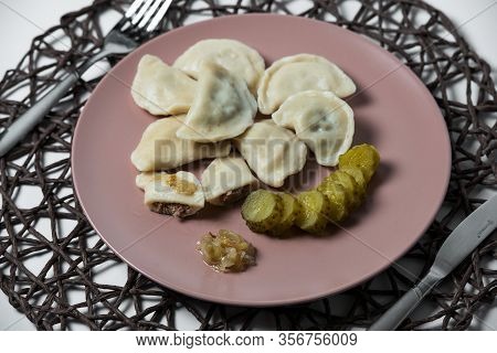 Dumplings With Pluck, Homemade Traditional Ukrainian Dish Varenyky