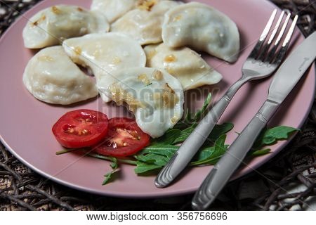 Dumplings With Potatoes, Homemade Traditional Ukrainian Dish Varenyky