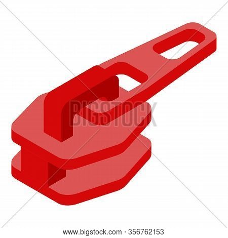 Red Dress Zipper Pull Icon. Isometric Of Red Dress Zipper Pull Vector Icon For Web Design Isolated O