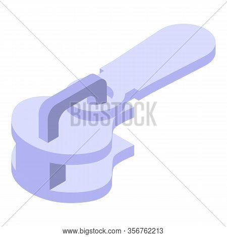 Silver Zipper Pull Icon. Isometric Of Silver Zipper Pull Vector Icon For Web Design Isolated On Whit