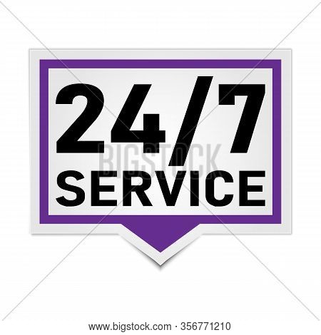 24 7 Icon. Service 24 Hours A Day And 7 Days A Week