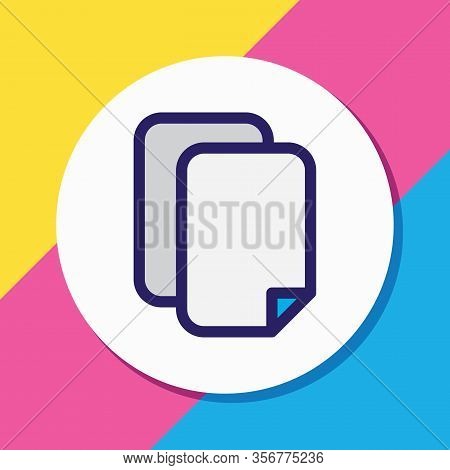 Vector Illustration Of Copy Icon Colored Line. Beautiful Archive Element Also Can Be Used As Duplica