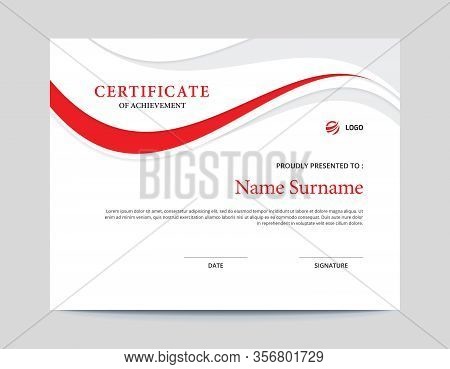 Red And Grey Waves Certificate || Letter Certificate With .125 Bleed