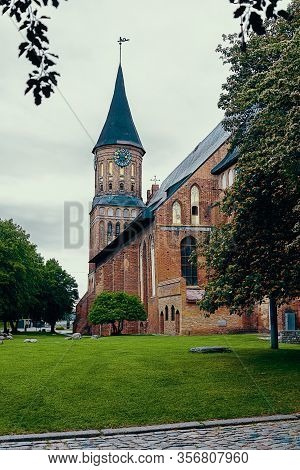 View Of The Brick Gothicstyle Konigsberg Cathedral In Kaliningrad. Russia, Kaliningrad, 2019-05-27.