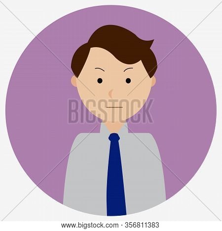 Illustration Vector Graphic Of Man In Flat Design Sad Expression. Perfect For Potrait Emoticon.