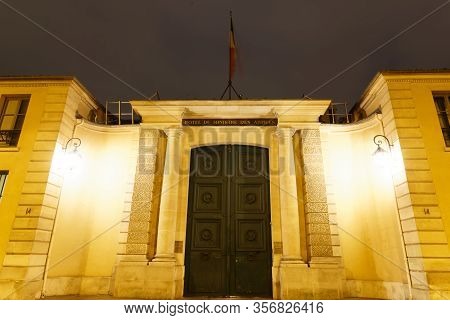 Paris, France-march 12, 2020 : The Headquarters Of The Ministry Of The Armies Is Located At The Hote