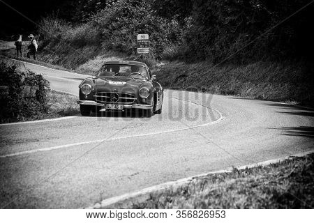 Pesaro Colle San Bartolo , Italy - May 17 - 2018 : Mercedes-benz 300 Sl CoupÉ (w198) 1955 On An Old 