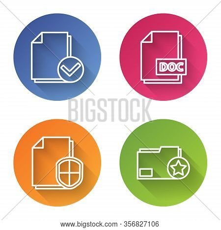 Set Line Document And Check Mark, Doc File Document, Document Protection Concept And Document Folder