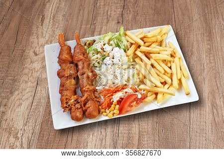 Fast food Snack and french fries. Each snack have a clipping path