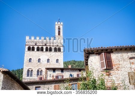 View Of Palazzo Dei Consoli, Historical Medieval Building, Symbol Of The Umbrian City