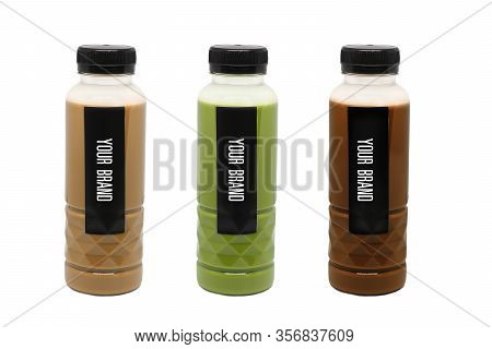 Beverage In Bottle Mock Up Isolated On White Background.your Brand,your Design Here,green Tea,milk T