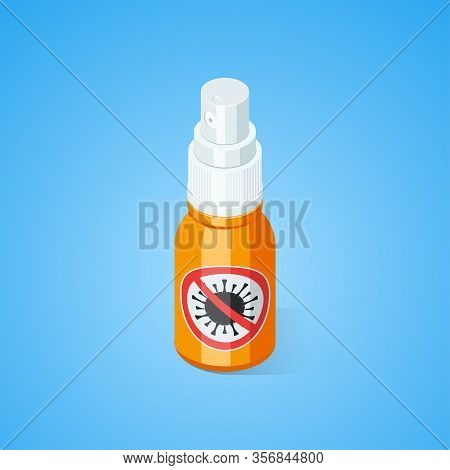 Ethyl Antibacterial And Antiviral Spray For Hands. Isometric Vector Illustration