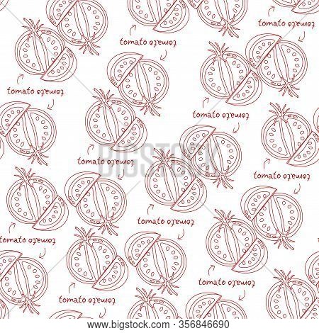 Tomatoes Slices Red Pattern Linear Vector Vegetable