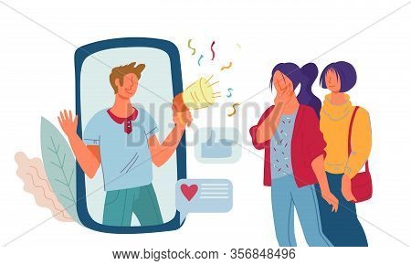 Businessman Making Advertising Promotion Announcement Or Giving Positive Feedback Recomendation.