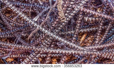 Colored Shavings. Background Or Screensaver Of Colored Metallic Chips.abstract Color Background Of M