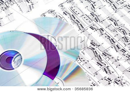 Notas musicais e discos compactos