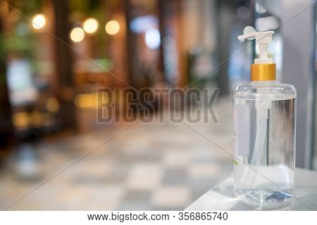 Alcohol Gel Or Hand Sanitizer Pump Bottle For Washing Hand In Hospital Or Public Area. Coronavirus I