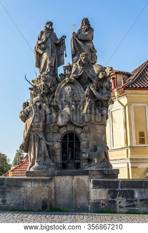 Baroque Sculpture Of John Of Matha, Felix Of Valois And Saint Ivan On The Charles Bridge, Prague, Cz