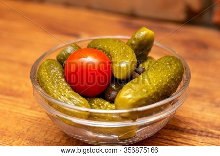 Picles Marinated Salted Cucumbers In The Glass Jar