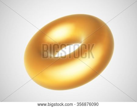 3d Golden Torus Isolated On White Background. Glamorous And Luxury Golden Decoration Element. Vector
