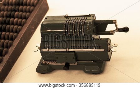 Arithmometer, Old Retro Computer For Mathematical Calculations