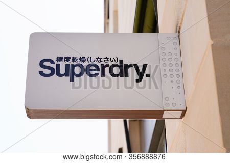Bordeaux , Aquitaine / France - 09 18 2019 : Superdry Store Sign Shop Uk Branded Clothing Company