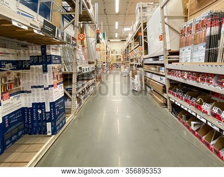 The Home Depot Store Department Section Aisles In San Diego, California, Usa. The Home Depot Is The 