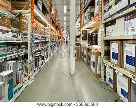 The Home Depot Store Department Section Aisles In San Diego, California, Usa. The Home Depot Is The 