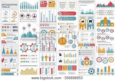 Business Infographic Elements Set. Stock Trading Indicator And Investment Analytics. Data Visualizat