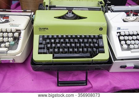 Berlin, Germany - 7 July 2019: An Old Typewriter At Fleamarket At Mauerpark