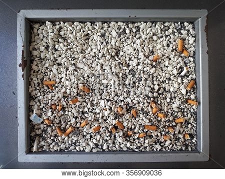 Ash Tray With Cigarettes Butts Background Toxic Health Residue Smoken