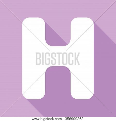 Letter H Sign Design Template Element. White Icon With Long Shadow At Purple Background. Illustratio