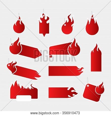 Stickers. Sale Tags. Fire Discounts. Black Style.