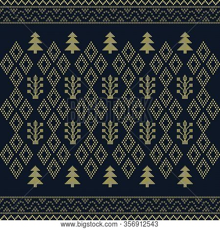 Seamless Geometric Ornamental Vector Pattern With Dots Gold Color. Abstract Background Motif Ulos. C
