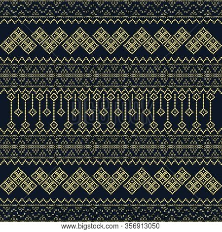 Seamless Geometric Ornamental Vector Pattern With Dots Gold Color. Abstract Background Motif Ulos. C