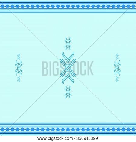 Seamless Geometric Ornamental Vector Pattern With Soft Blue Background. Abstract Background Motif Ul