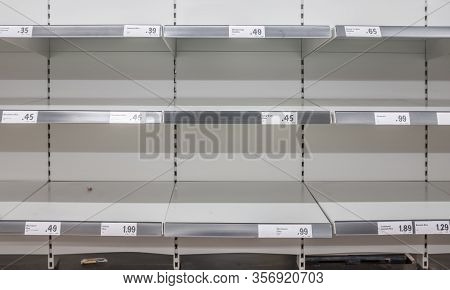 Empty Supermarket Shelves After Panic Buying During The Coronavirus Pandemic
