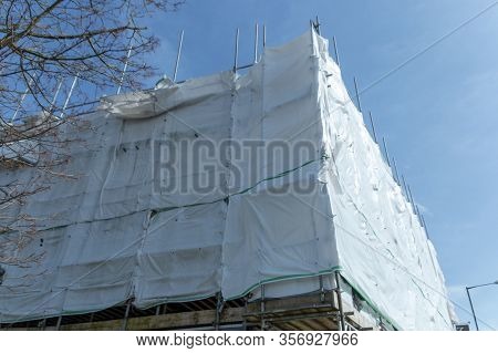 Bristol-march 2020-england-a Close Up View Of Scafolding On A Building That Is Being Reavated