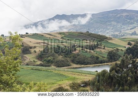 Aquitania, Boyaca / Colombia; April 8, 2018: Rural Andean Landscape, Fields Near Tota, The Largest C