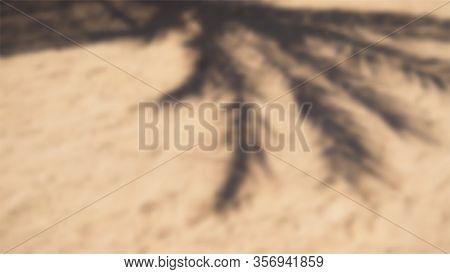 Shadow From Palm Tree And Sun Umbrella On Sand. Blurred Vector Background. Beach Sand And Defocused 