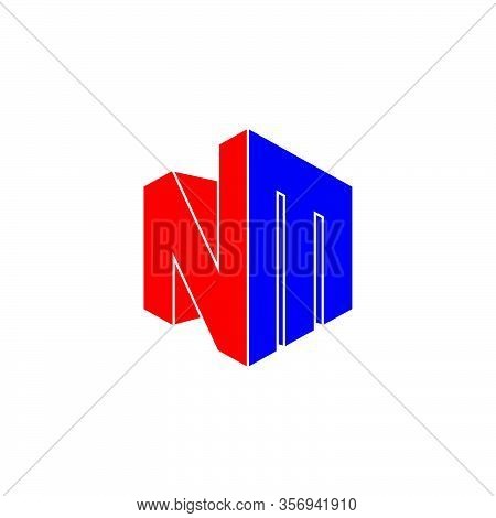 Letter Nm Simple Geometric 3d Flat Colorful Design Logo Vector